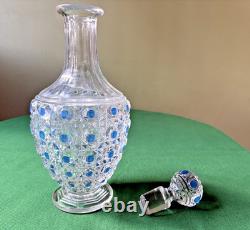Ancienne carafe Baccarat Diamants Pierreries doublée bleu