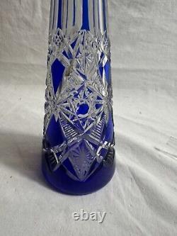 Ancienne carafe en cristal de BACCARAT overlay doublé bleu Modèle LAGNY