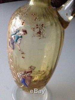 Ancienne carafe legras personnages emailles 1900/1910