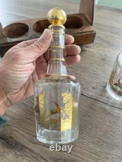 Ancienne cave à liqueur en cristal doré Baccarat époque fin XIX siècle