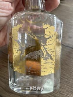 Ancienne cave à liqueur en cristal doré Baccarat époque fin XIX siècle