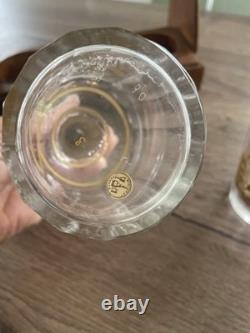 Ancienne cave à liqueur en cristal doré Baccarat époque fin XIX siècle