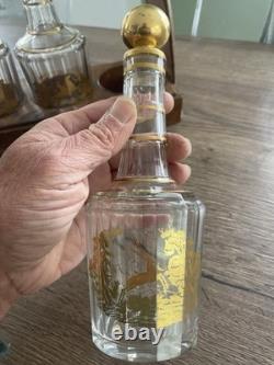 Ancienne cave à liqueur en cristal doré Baccarat époque fin XIX siècle