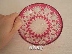 Ancienne coupe coupelle plat assiette cristal rouge Saint ST Louis Massenet