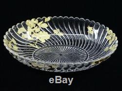 Ancienne coupe ovale bambou Baccarat Incrustations à l'or papillon fleur 19 thc