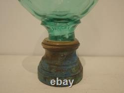 Ancienne et rare Boule d'escalier cristal d'ouraline uranium taillé Baccarat