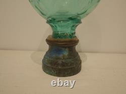 Ancienne et rare Boule d'escalier cristal d'ouraline uranium taillé Baccarat