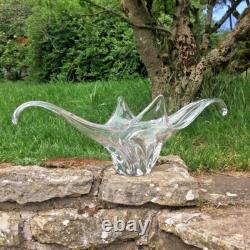 Ancienne grande coupe à Fruits en Cristal, Beau Design