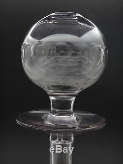 Ancienne grande lampe à huile en verre soufflé lie de vin Provence XIXeme