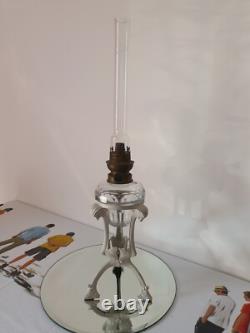 Ancienne lampe à pétrole Art-nouveau Cristal Baccarat