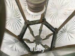 Ancienne lanterne en bronze verres taillés (cristal) antique lantern