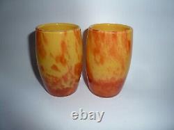 Ancienne paire de petits vases pâte de verre signée Daum Nancy France AD00