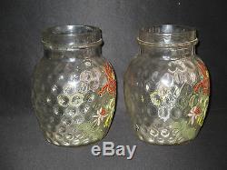 Ancienne paire de vase Legras verre soufflé émaillé fleurs fin XIX ème