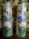 Ancienne paire de vases en verre émaillé XIXe