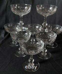 Ancienne série de 8 verres en cristal St louis coupe champagne modele massenet