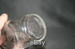 Ancienne timbale verre de communion cristal fleurs monogramme J XIX ème