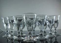 Anciennes 10 Verres Digestif Demi Cristal Cotes Plates Trompe L'oeil Baccarat