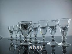 Anciennes 10 Verres Digestif Demi Cristal Cotes Plates Trompe L'oeil Baccarat
