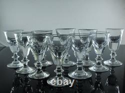 Anciennes 10 Verres Digestif Demi Cristal Cotes Plates Trompe L'oeil Baccarat