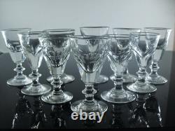 Anciennes 10 Verres Digestif Demi Cristal Cotes Plates Trompe L'oeil Baccarat