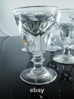Anciennes 10 Verres Digestif Demi Cristal Cotes Plates Trompe L'oeil Baccarat
