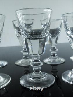 Anciennes 10 Verres Digestif Demi Cristal Cotes Plates Trompe L'oeil Baccarat