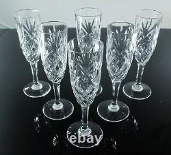 Anciennes 6 Flutes A Champagne Cristal Taille Modele Chantilly St Louis Signee