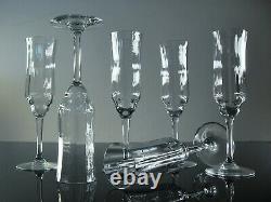 Anciennes 6 Flutes A Champagne En Cristal Souffle Modele Capri Baccarat Signe