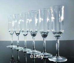 Anciennes 6 Flutes A Champagne En Cristal Souffle Modele Capri Baccarat Signe