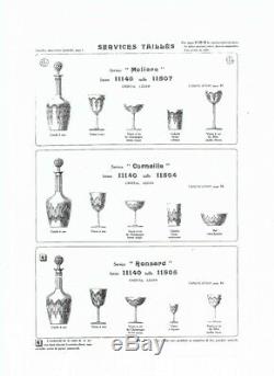 Anciennes 6 Verres A Vin Blanc Cristal Modele Molière Baccarat Avant 1936
