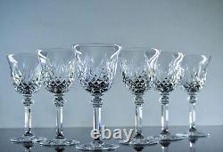 Anciennes 6 Verres A Vin Cristal Taille Soufle Modele Sammy Taille St Louis 15,5