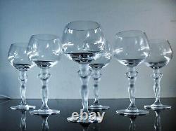 Anciennes 6 Verres A Vin Eau En Cristal Satine Venus Bayel Royal De Champagne