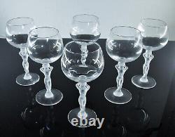 Anciennes 6 Verres A Vin Eau En Cristal Satine Venus Bayel Royal De Champagne