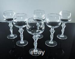 Anciennes 6 Verres A Vin Eau En Cristal Satine Venus Bayel Royal De Champagne