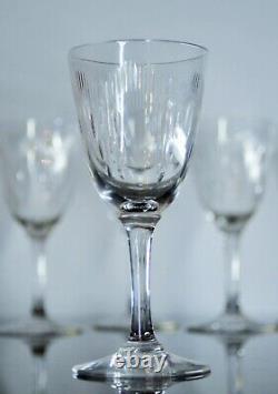 Anciennes 6 Verres A Vin En Cristal Souffle Taille Molière Baccarat Avant 1936