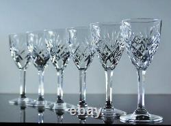 Anciennes 6 Verres A Vin En Cristal Taille Modelé Chantilly St Louis Signe