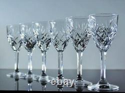 Anciennes 6 Verres A Vin En Cristal Taille Modelé Chantilly St Louis Signe