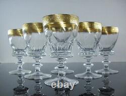 Anciennes 6 Verres A Vin En Cristal Taille Poli Or D'agate Theresienthal Moser