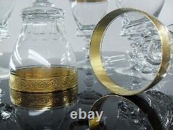 Anciennes 6 Verres A Vin En Cristal Taille Poli Or D'agate Theresienthal Moser