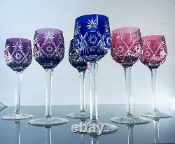 Anciennes 6 Verres A Vin En Cristal Taille Souffle Baccarat Saint Louis 1890