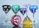 Anciennes 6 Verres Coupes Vin Martini Cristal Couleur Double Taille St. Louis