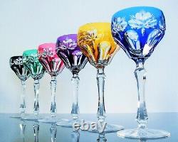 Anciennes 6 Verres Coupes Vin Martini Cristal Couleur Double Taille St. Louis