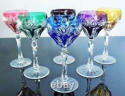 Anciennes 6 Verres Coupes Vin Martini Cristal Couleur Double Taille St. Louis