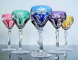 Anciennes 6 Verres Coupes Vin Martini Cristal Couleur Double Taille St. Louis