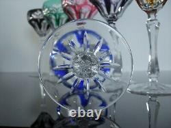 Anciennes 6 Verres Coupes Vin Martini Cristal Couleur Double Taille St. Louis
