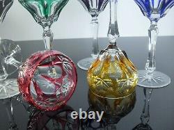 Anciennes 6 Verres Coupes Vin Martini Cristal Couleur Double Taille St. Louis