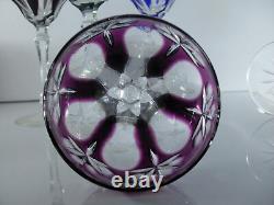 Anciennes 6 Verres Coupes Vin Martini Cristal Couleur Double Taille St. Louis