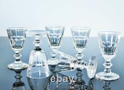 Anciennes 6 Verres Digestif Cristal Taille Cotes Plates Caton St Louis Art Deco