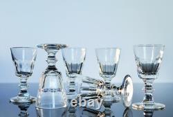 Anciennes 8 Verres Digestif Cristal Taille Cotes Plates Caton St Louis Art Deco