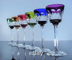 Anciennes Grand 6 Verres A Vin Cristal Couleur Taille Souffle Baccarat Signe